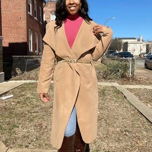 Camel Oversized Large Collar Lapel Trench Coat